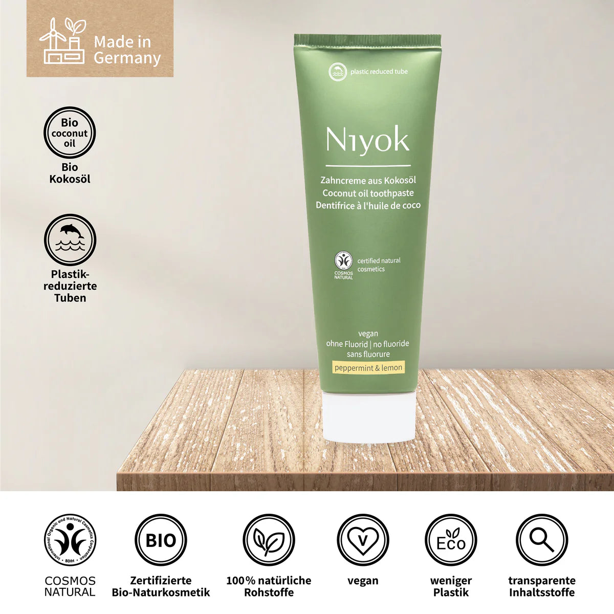 Coconut Oil Toothpaste - Mint and Lemon 75ml 0% Fluoride