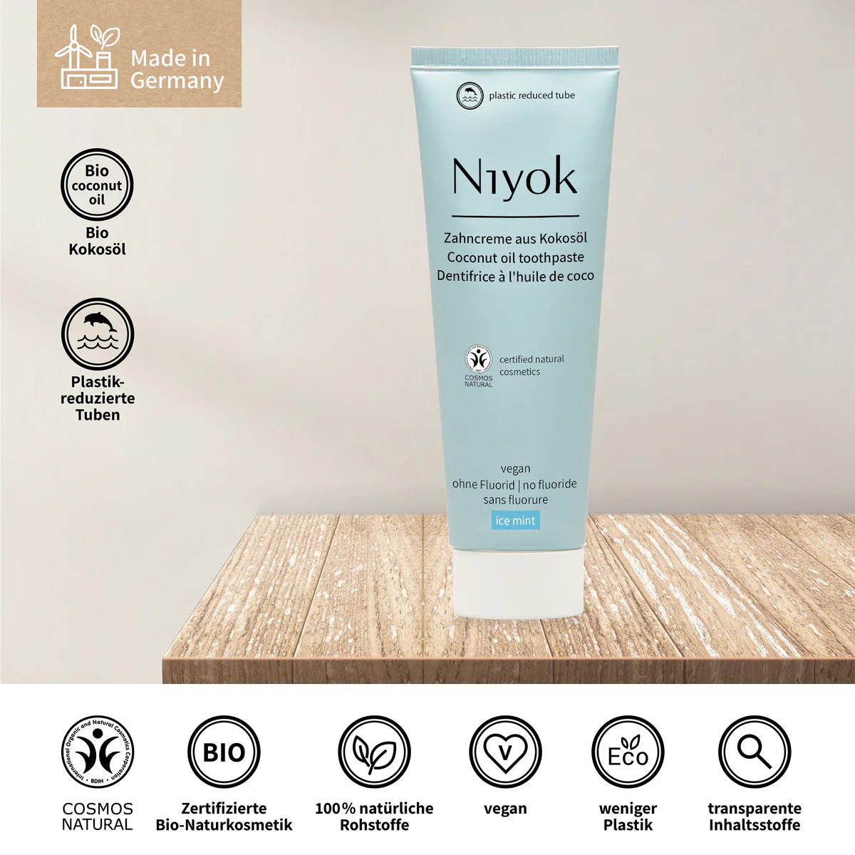 Coconut Oil Toothpaste - Ice Mint 75ml 0% Fluoride