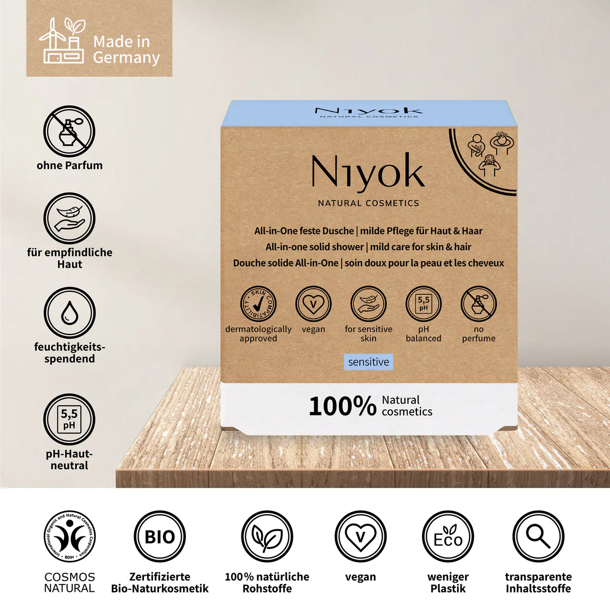 Shampoo for hair and body in soap form