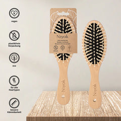 Hair comb with wooden handle (large)
