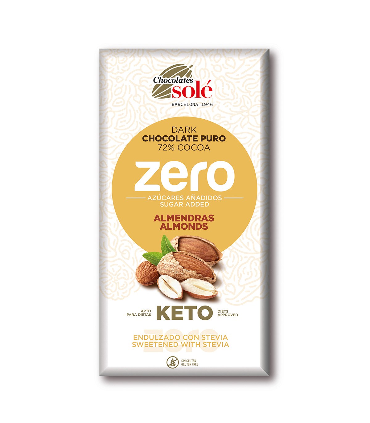 Bademli Bitter Çikolata %72 Kakao Keto Sıfır 100g